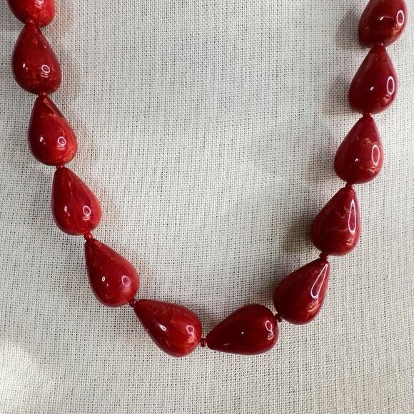 Vintage Marbled Red Bakelite Beaded Necklace 26 In 1940s 93 Grams - Picture 2 of 12